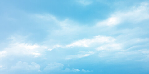 White clouds indicate blue sky, pure, fresh mind, changeable weather, sunny light, daylight, natural, dramatic sky light rays on the clouds landscape for background