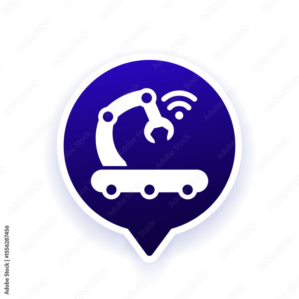Poster smart factory icon with robot arm