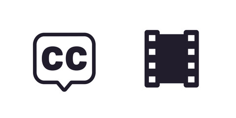Fototapeta premium closed captions, subtitles for video icons on white