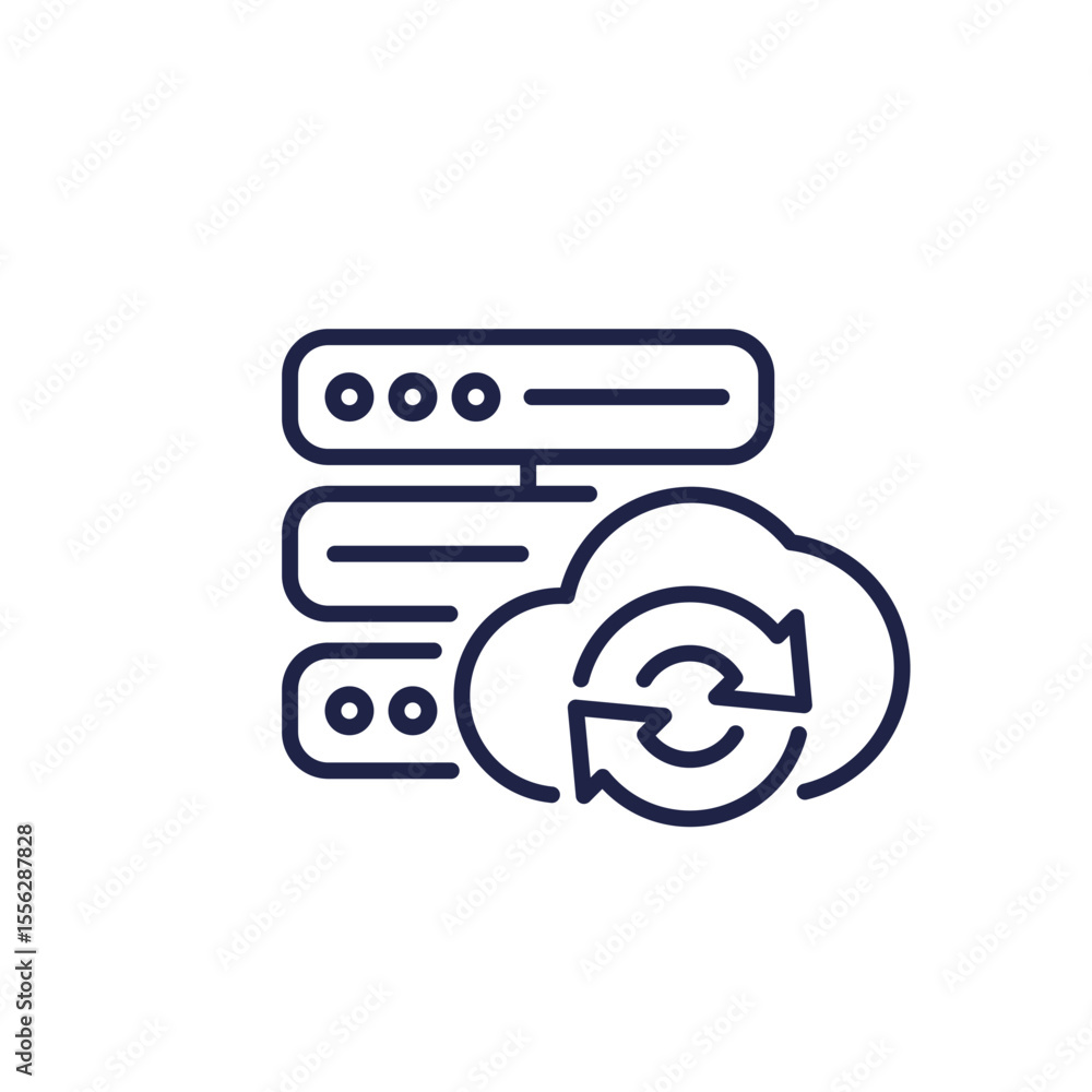Poster server backup line icon with a cloud
