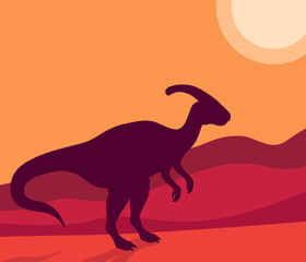 Parasaurolophus vector illustration with dinosaur