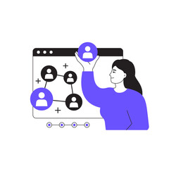 referrals, affiliate program vector illustration with a girl