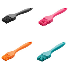 Collection of a Silicone Baking Brushes with Soft Flexible Bristles isolated on transparent background