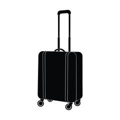 Modern travel suitcase with wheels and extended handle clean graphic silhouette for luggage and travel concepts