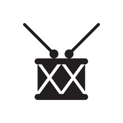 Toy drum with stick icon. Child’s drum with sticks, perfect for music education or kids’ instrument sets.