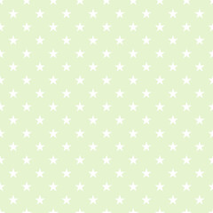 White star seamless pattern on pistachio green background