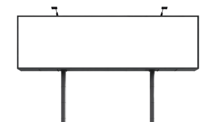 Blank horizontal billboard sreen transparent isolated on transparent background