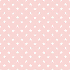 Seamless blush pink background pattern with white stars