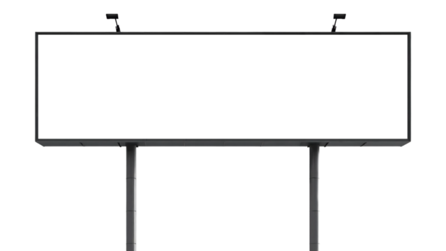 Blank horizontal billboard sreen transparent isolated on transparent background - Powered by Adobe