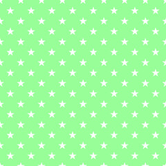 White star seamless pattern on mint green background