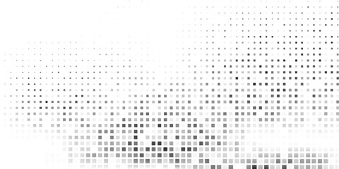 Abstract mesh rectangle grunge dotted halftone gradient texture. Vanishing polka dot background simple