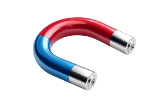 Close up of a powerful horseshoe magnet.