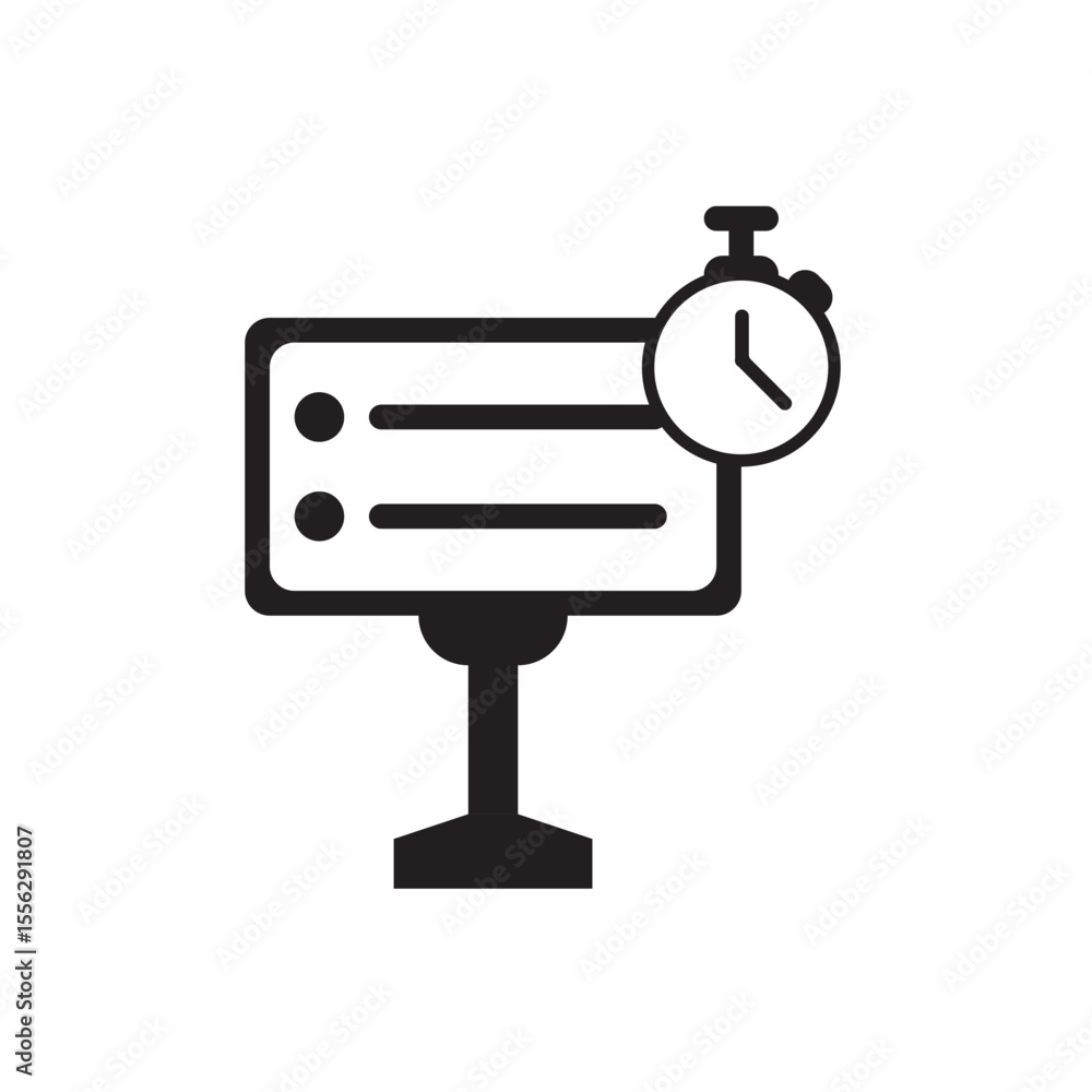 Poster schedule board with clock icon. task schedule board icon with clock, great for productivity and plan