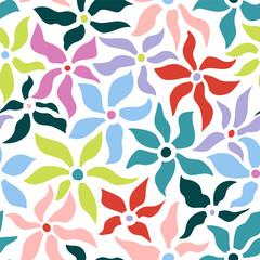 Minimalistic seamless floral pattern design. Summer botanical hand drawn texture. Perfect for fabric, textile, wrapping paper. Vector illustration
