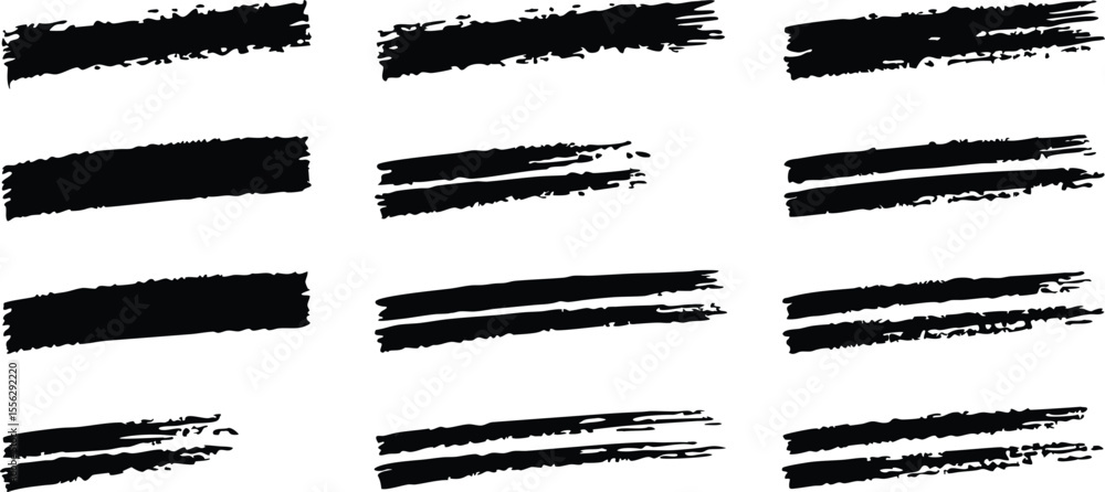 Poster handdrawn brush strokes arranged in a grid pattern on a background with varying textures