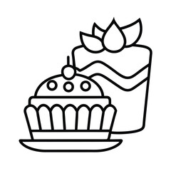 cake icon pack vector outline dessert set