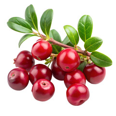 Lush cranberry branch with vibrant red berries – png isolated
