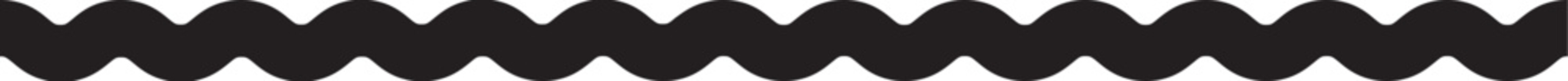 Wavy black zigzag stroke with fourteen evenly curved tops and bottoms forming a repetitive geometric layout.