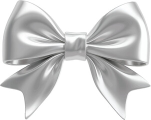 silver bow isolated on white background Illustrator Artwork Shiny Silver Bow