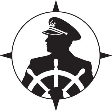 recommend clip art: Ship Captain Vector Silhouette: Steering Wheel and Compass Rose Nautical
