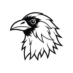 Black and white art tattoo style illustration of raven face.eps