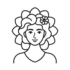 floral hair woman line vector