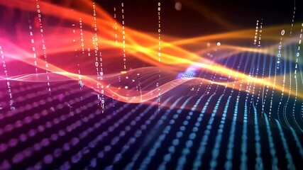 Abstract digital data visualization featuring intricate binary code and network connections - Powered by Adobe