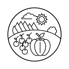 fresh vegetable line art farm icon set