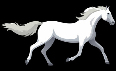 White mare on black backround
