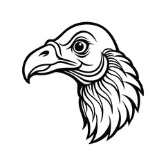 Line art illustration of a vulture head in side view.eps
