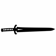 A sleek silhouette of a traditional Japanese katana with a wrapped handle and slightly curved blade, perfect for samurai or ninja-themed designs.