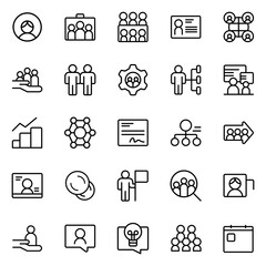 Collection of Basic Organization Related Vector Line Icons. Contains Icons like Global, People, Money, Group and more. Editable stroke. 48x48 pixels