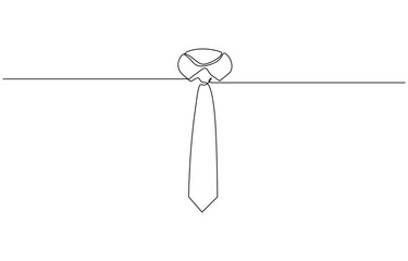 Collar with necktie continuous line drawing. Business and fashion style concept, Tie drawing vector, continuous single one line art style isolated on white background. Minimalism hand drawn style