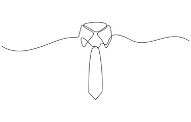 Collar with necktie continuous line drawing. Business and fashion style concept, Tie drawing vector, continuous single one line art style isolated on white background. Minimalism hand drawn style