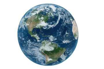 Rotating global sphere highlighting north and south american landmasses, transparent background ideal for scientific visualization