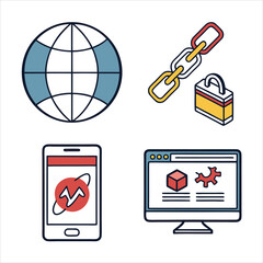 Global Online Security and Connectivity Icons