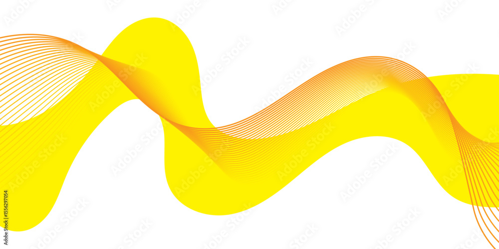 Poster 3d abstract wavy isolated background. colored yellow wave or line in the flow of motion and vibratio