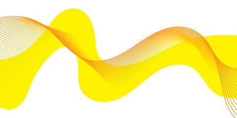 3d abstract wavy isolated background. Colored yellow wave or line in the flow of motion and vibration on an empty white background.