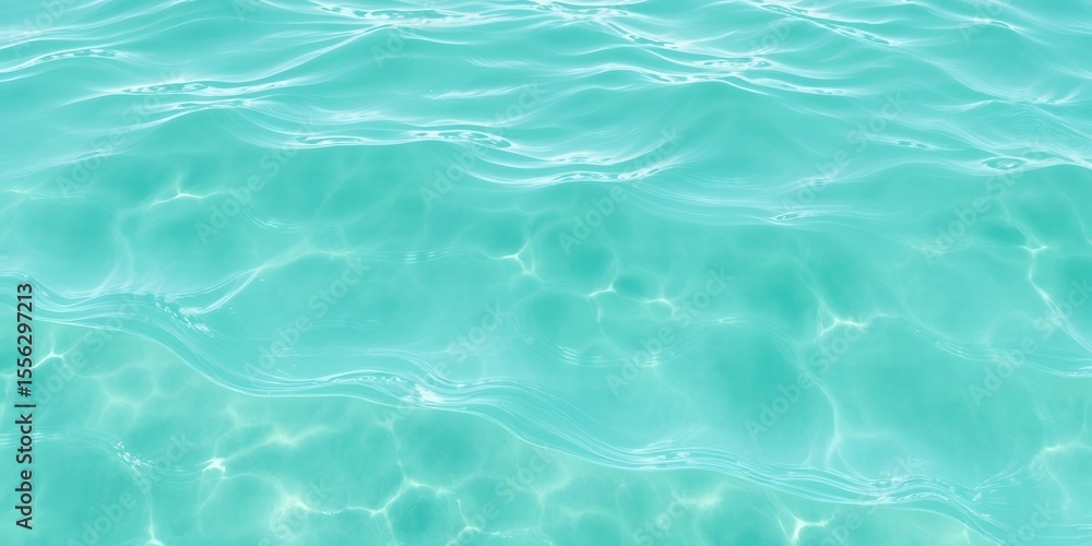 Poster a close up view of the turquoise water surface with gentle waves and light reflections creating patt