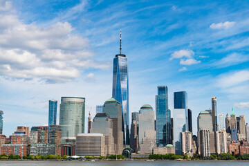 Obraz premium New York, United States. New york Manhattal skyline financial district. Manhattan's beautiful skyline, New York, United States. Panorama view of New York city skyline in Midtown Manhattan. USA NYC