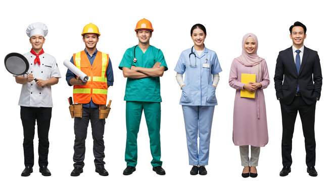 A group of various job professions in the world