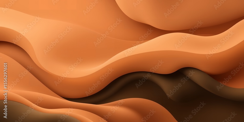 Poster a close up of abstract orange and brown wavy shapes creating a smooth and flowing texture effect