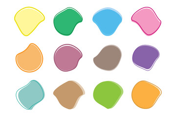 collection of abstract liquid shapes, modern smooth pastel colored design elements isolated on white background, vector illustration.