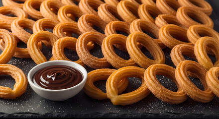 Delicious Churros Landscape with Chocolate Dip