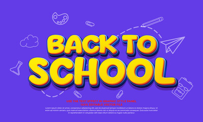 Back to school vector text effect