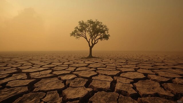 Lone Tree on Cracked Earth - Powered by Adobe
