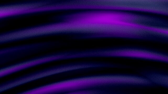 Flow of neon pink blue violet purple glowing curves on black background 4K. Grainy noise rough grunge texture. Dark gradient wave. Abstract liquid animation for presentation, screensaver. Fluid motion