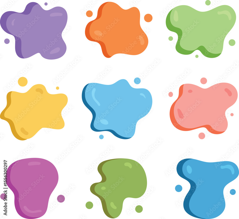 Poster colorful abstract splatter shapes design elements isolated on white background for various creative 
