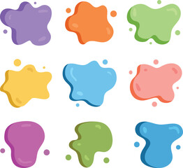 Colorful abstract splatter shapes design elements isolated on white background for various creative projects