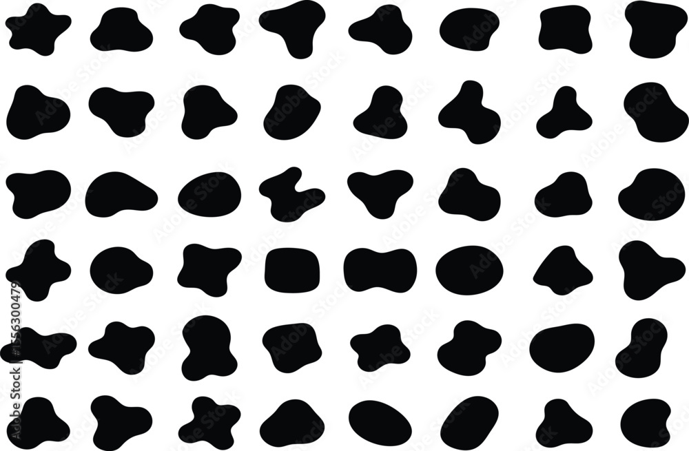 Poster abstract black blob shapes on a white background creative design element seamless pattern.
